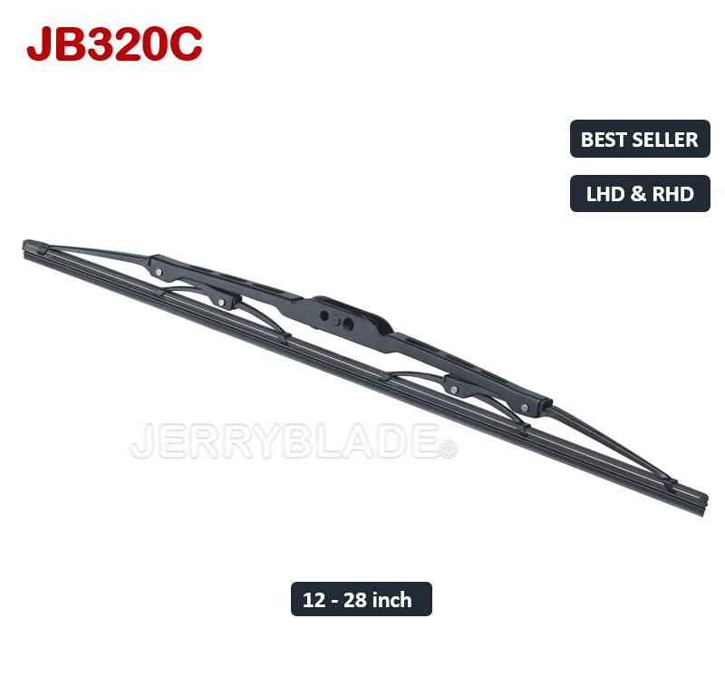Universal Car Wiper Blades Supplier Metal Frame Wiper Blades Traditional Type Conventional Wiper OEM Natural Rubber Jb320c 12&prime;&prime;-28&prime;&prime;