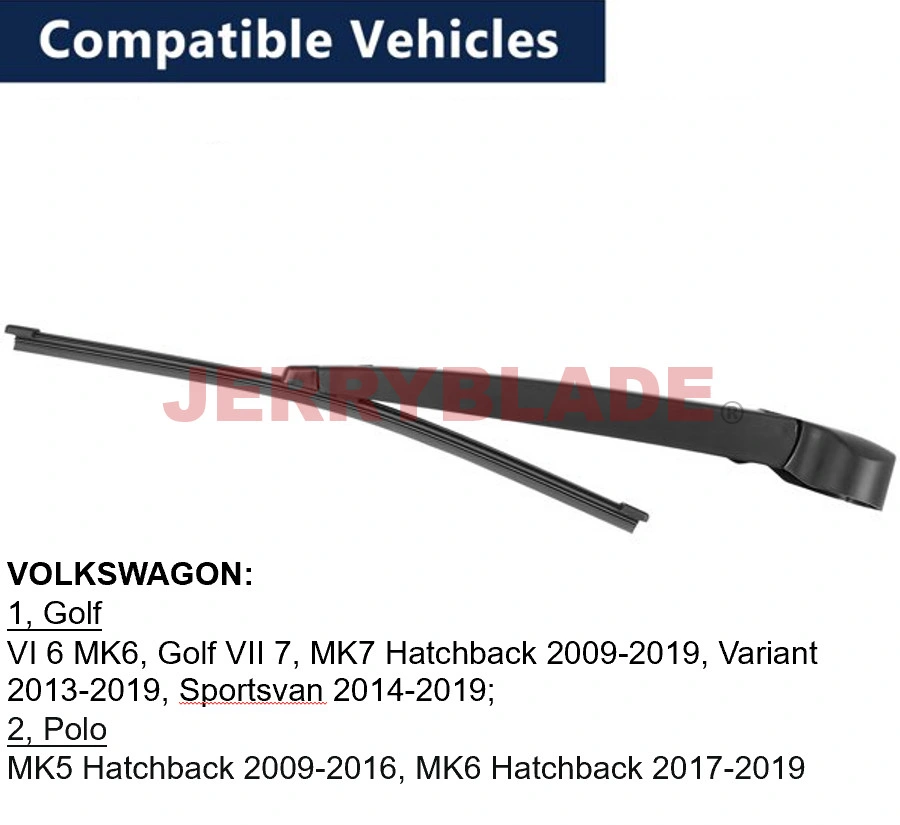 Rear Windshield Wiper Blade Arm Set for VW Golf Mk6 2009-2019 375mm 15inch Windshield Windscreen Rear Wiper Arm &amp; Blade Kit for VW Volkswagen Golf 7